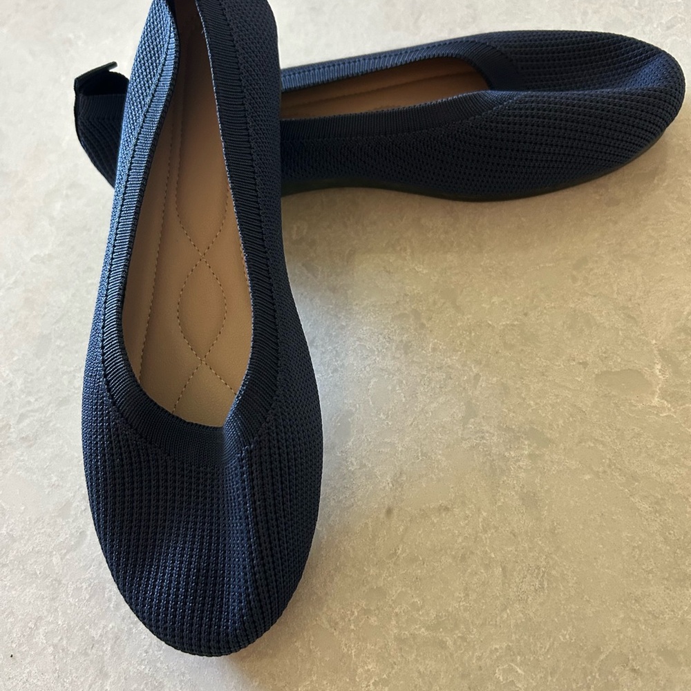 Navy fabric Women's Flats with padded insole